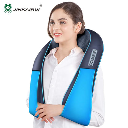 JinKaiRui U Shape Electrical Neck Massager Shawl Roller Heat Massage Electric Pain Shoulder Multi-Function Massagem